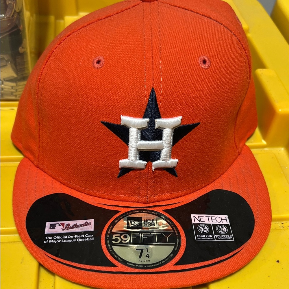 New Era Orange Houston Astros Fitted Cap with White 'H' and Black Star